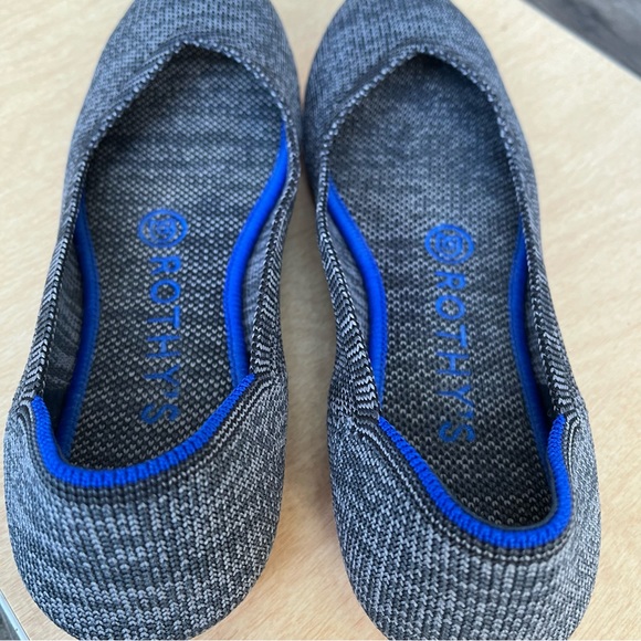 Rothy’s Grey Birdseye Pink Sole Round Toe Flats Sz 6 - Picture 9 of 15